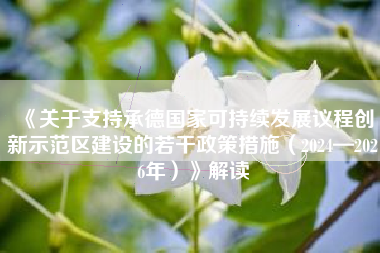 《关于支持承德国家可持续发展议程创新示范区建设的若干政策措施(2024—2026年)》解读 《关于支持承德国家可持续发展议程创新示范区建设的若干政策措施(2024—2026年)》解读