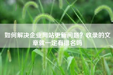 如何解决企业网站更新问题？收录的文章就一定有排名吗