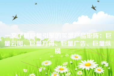 一文了解巨量引擎的买量产品矩阵：巨量云图、巨量方舟、巨量广告、巨量纵横