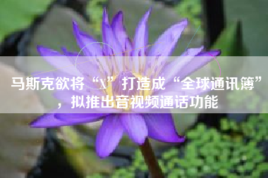马斯克欲将“X”打造成“全球通讯簿”，拟推出音视频通话功能