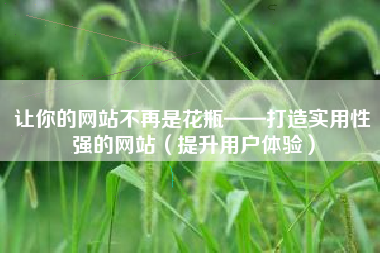 让你的网站不再是花瓶——打造实用性强的网站（提升用户体验）