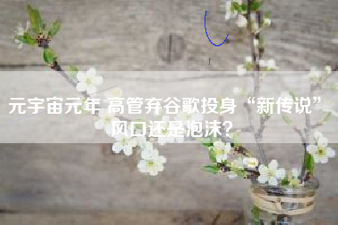 元宇宙元年 高管弃谷歌投身“新传说” 风口还是泡沫？