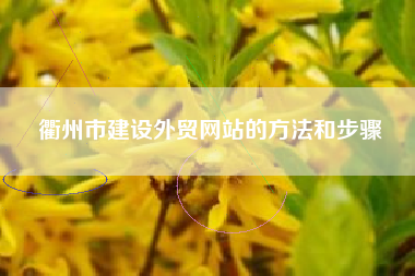 衢州市建设外贸网站的方法和步骤