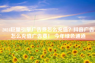 2024巨量引擎广告费怎么充值？抖音广告怎么充值广告费！ 今年绿色通道