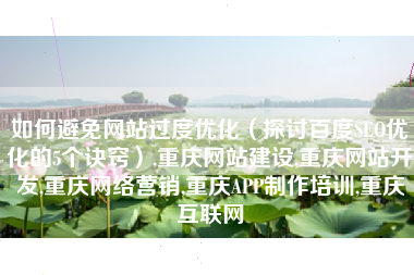 如何避免网站过度优化（探讨百度SEO优化的5个诀窍）,重庆网站建设,重庆网站开发,重庆网络营销,重庆APP制作培训,重庆互联网
