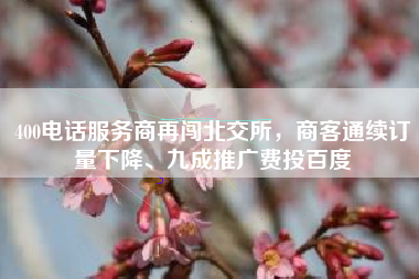 400电话服务商再闯北交所，商客通续订量下降、九成推广费投百度