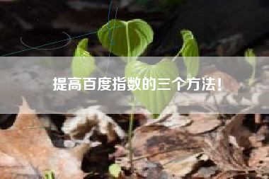提高百度指数的三个方法！