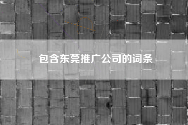 包含东莞推广公司的词条