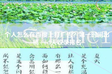 个人怎么在百度上打广告？第一时间出稿+1-3天收录排名