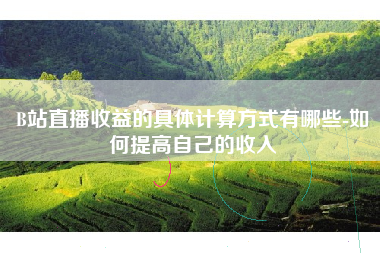 B站直播收益的具体计算方式有哪些-如何提高自己的收入