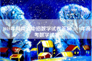 2019年河南省中招数学试卷答案 2019年高考数学试卷
