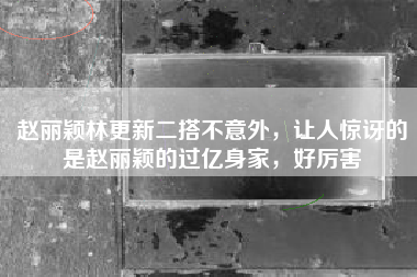 赵丽颖林更新二搭不意外，让人惊讶的是赵丽颖的过亿身家，好厉害