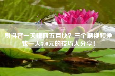 刷抖音一天赚四五百块？三个刷视频挣钱一天300元的技巧大分享！