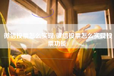 微信投票怎么实现(微信投票怎么实现投票功能)
