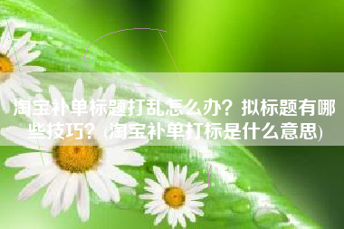 淘宝补单标题打乱怎么办？拟标题有哪些技巧？(淘宝补单打标是什么意思)