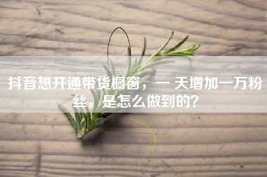 抖音想开通带货橱窗，一 天增加一万粉丝，是怎么做到的？