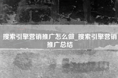 搜索引擎营销推广怎么做_搜索引擎营销推广总结