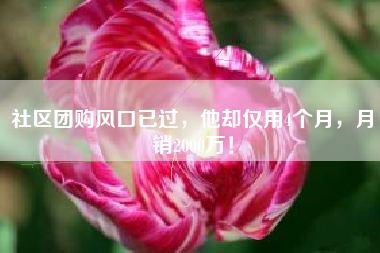 社区团购风口已过，他却仅用4个月，月销2000万！