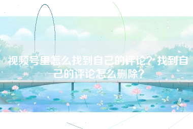 视频号里怎么找到自己的评论？找到自己的评论怎么删除？