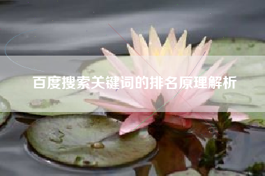 百度搜索关键词的排名原理解析