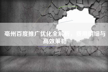 亳州百度推广优化全解析，费用明细与高效策略