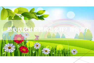 橙心优选社区团购怎么样？如何做？