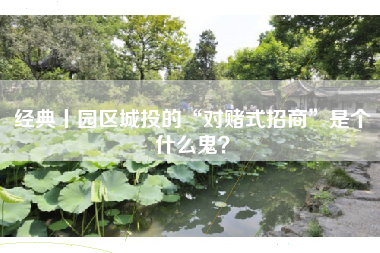 经典丨园区城投的“对赌式招商”是个什么鬼？