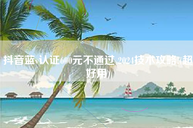 抖音蓝v认证600元不通过 2024技术攻略!(超好用)