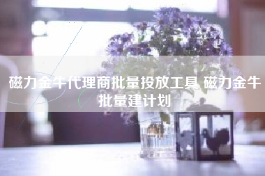 磁力金牛代理商批量投放工具 磁力金牛批量建计划