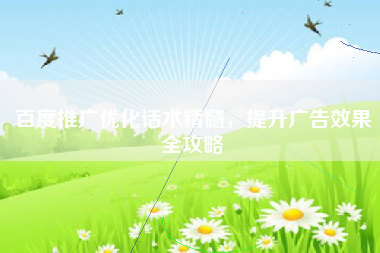 百度推广优化话术精髓，提升广告效果全攻略