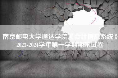 南京邮电大学通达学院《会计信息系统》2023-2024学年第一学期期末试卷