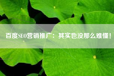 百度SEO营销推广：其实也没那么难懂！