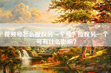 视频号怎么授权另一个号？授权另一个号有什么影响？