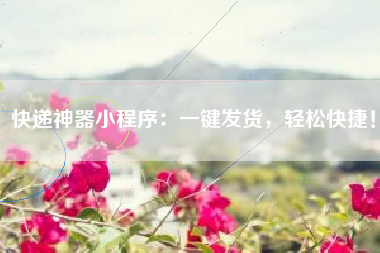 快递神器小程序：一键发货，轻松快捷！🚀
