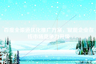 百度全渠道优化推广方案，赋能企业在线市场竞争力升级