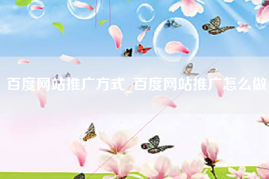 百度网站推广方式_百度网站推广怎么做