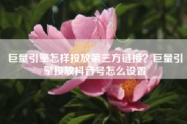 巨量引擎怎样投放第三方链接？巨量引擎投放抖音号怎么设置