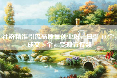 社群精准引流高质量创业粉，日引 10 个，成交 5 个，变现五位数