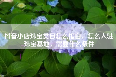 抖音小店珠宝类目怎么报白，怎么入驻珠宝基地，需要什么条件