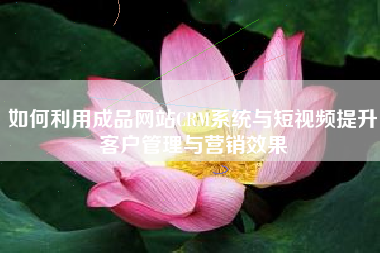 如何利用成品网站CRM系统与短视频提升客户管理与营销效果