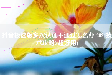 抖音极速版多次认证不通过怎么办 2024技术攻略!(超好用)
