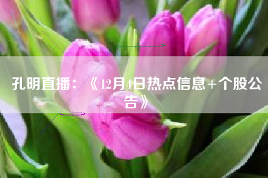 孔明直播：《12月4日热点信息+个股公告》