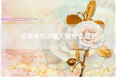 公众号引流推广是什么意思