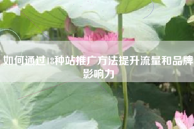 如何通过18种站推广方法提升流量和品牌影响力