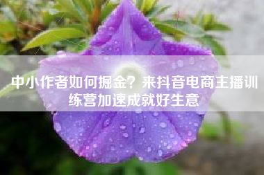 中小作者如何掘金？来抖音电商主播训练营加速成就好生意