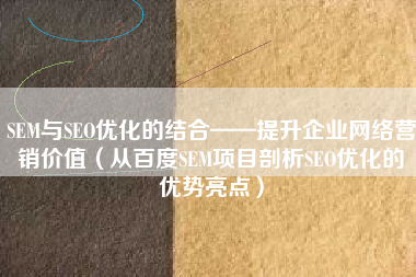 SEM与SEO优化的结合——提升企业网络营销价值（从百度SEM项目剖析SEO优化的优势亮点）