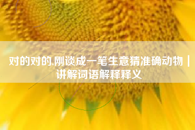 对的对的,刚谈成一笔生意猜准确动物｜讲解词语解释释义
