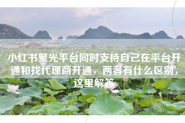 小红书聚光平台同时支持自己在平台开通和找代理商开通，两者有什么区别，这里解答