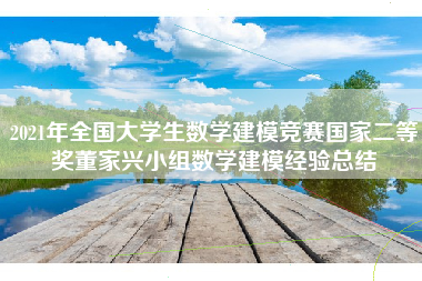 2021年全国大学生数学建模竞赛国家二等奖董家兴小组数学建模经验总结