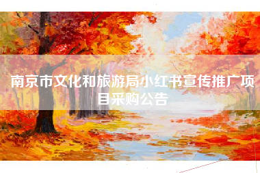 南京市文化和旅游局小红书宣传推广项目采购公告